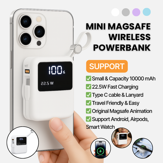 Mini Magsafe Powerbank –  15W Wireless Charger for iPhone Android Smartwatch | Pocket-size 10000mAh