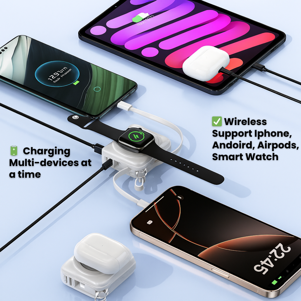 Mini Magsafe Powerbank –  15W Wireless Charger for iPhone Android Smartwatch | Pocket-size 10000mAh