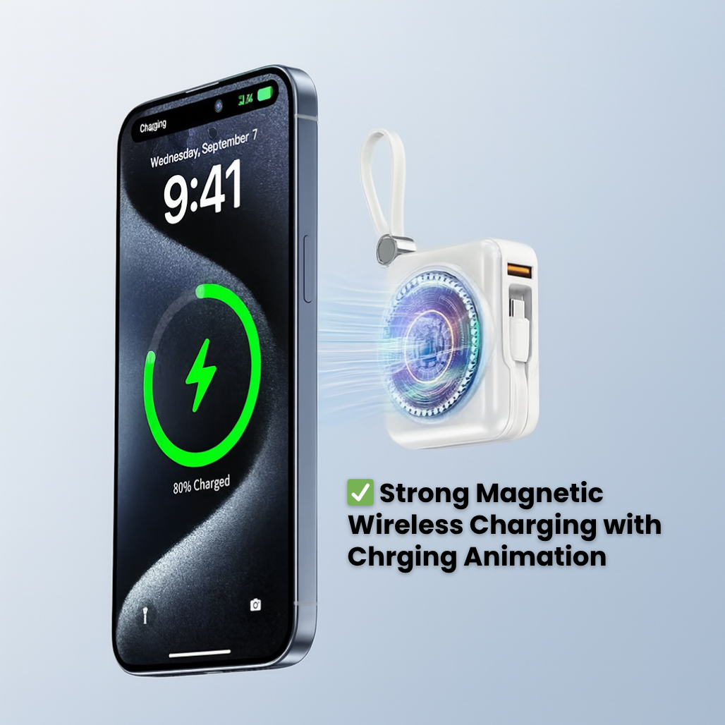 Mini Magsafe Powerbank –  15W Wireless Charger for iPhone Android Smartwatch | Pocket-size 10000mAh