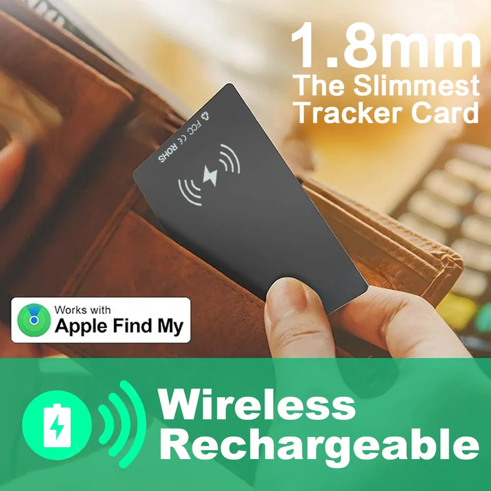 STONEGO Ultra-Thin Wallet Tracker Card – Apple Find My Compatible, Bluetooth Anti-Loss, Wireless Charging, IP68 Waterproof