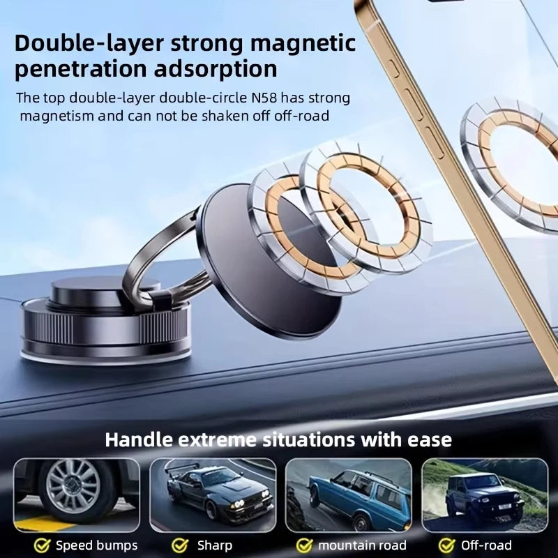 MagSafe 360° Magnetic Car Phone Mount – Strong Suction Cup, Hands-Free Holder for iPhone