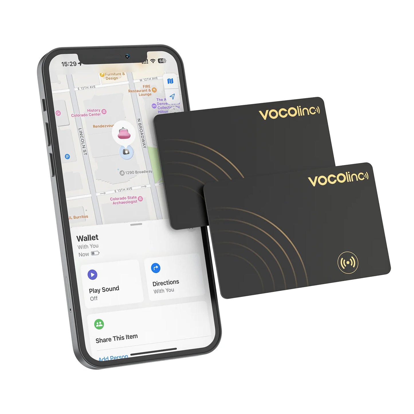 2pcs VOCOlinc Ultra-Slim Wallet Tracker Card – Apple Find My Compatible, Bluetooth Anti-Loss Smart Tag