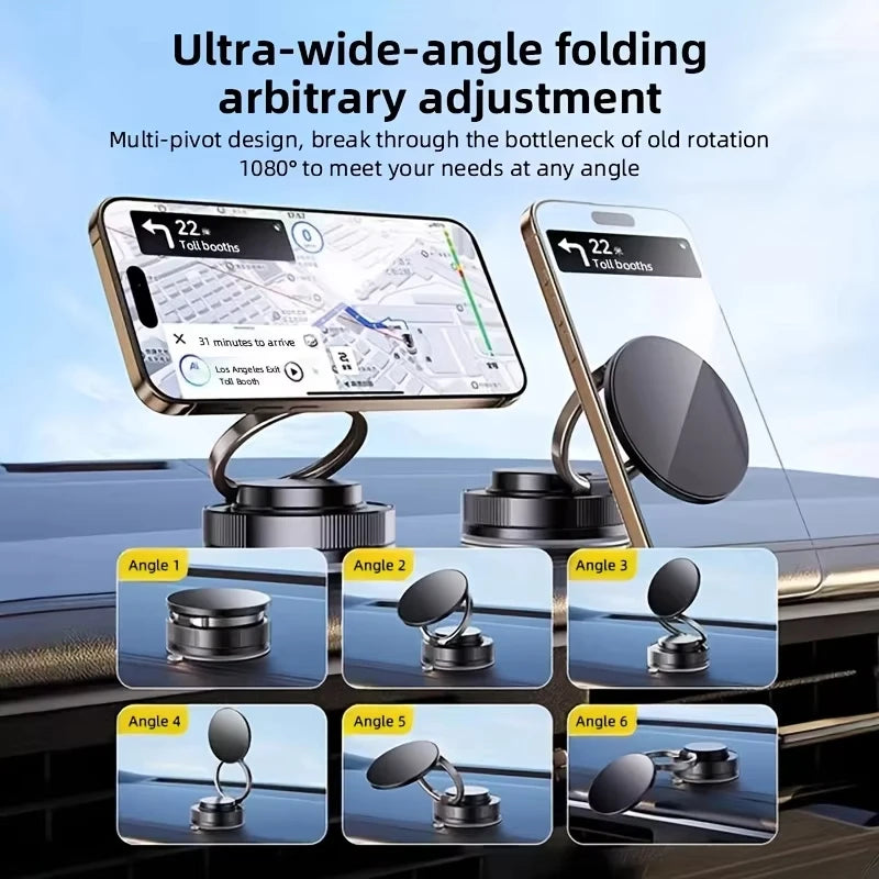 MagSafe 360° Magnetic Car Phone Mount – Strong Suction Cup, Hands-Free Holder for iPhone